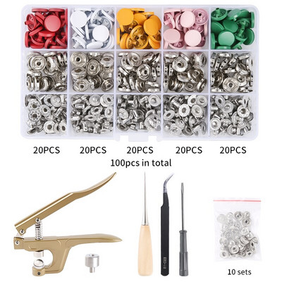 Metallist krõpskinnitused Nööbid Botones Surve tangidega Õmblustarvikud rõivaste/mantlite/kottide/nahast käsitöö jaoks