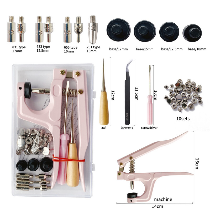 Metallist krõpskinnitused Nööbid Botones Surve tangidega Õmblustarvikud rõivaste/mantlite/kottide/nahast käsitöö jaoks