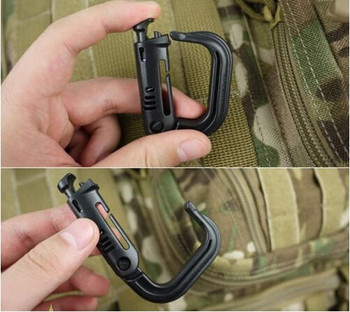 Molle Tactical Backpack EDC Shackle Carabiner Snap D-Ring Clip Κλείδωμα μπρελόκ