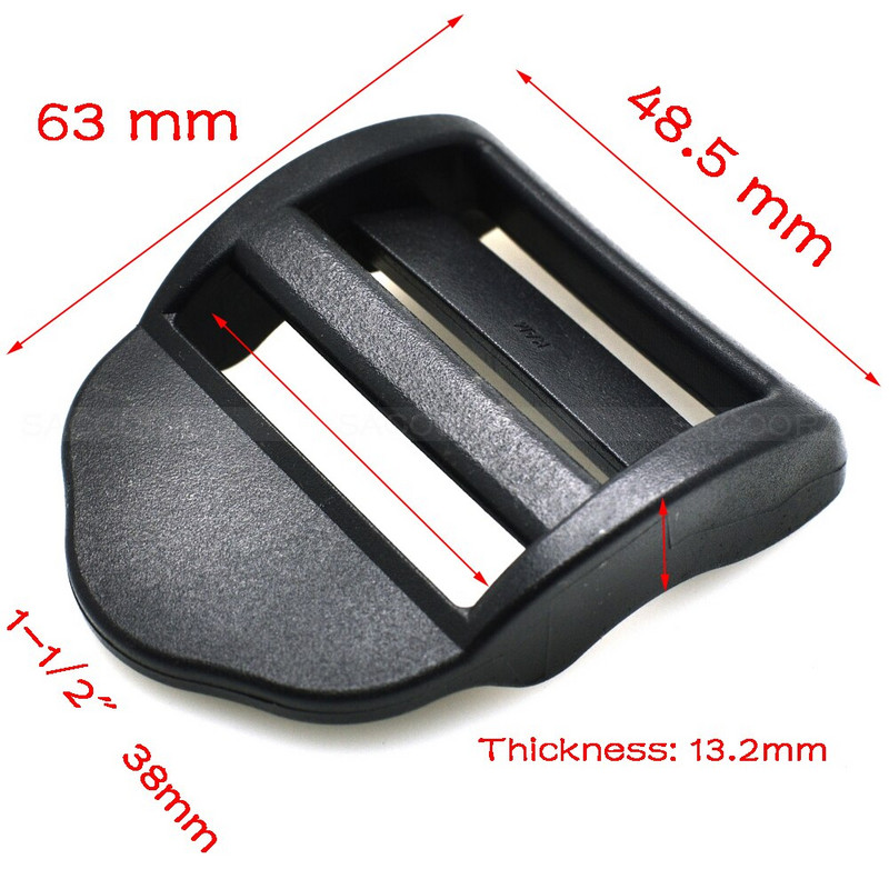 20 mm 25 mm 32 mm 38 mm plastikinės juodos kopėčių užrakto slankiojančios sagtys, skirtos kuprinės diržams