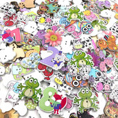 50 τεμ. κουμπιά ραπτικής ξύλου από ζωικά είδη Κουκουβάγια/Gog/Πουλί/Λουλούδια WB421