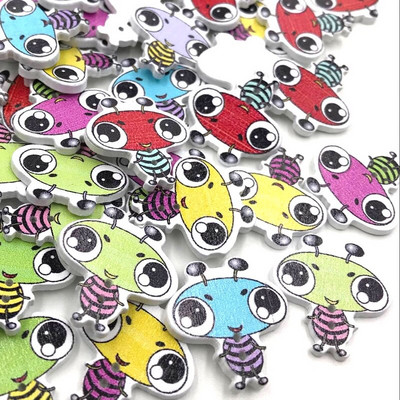 50 τεμ. κουμπιά ραπτικής ξύλου από ζωικά είδη Κουκουβάγια/Gog/Πουλί/Λουλούδια WB421