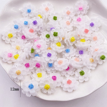 Νέα 30 τεμάχια ρητίνης 12 χιλιοστών 3D πολύχρωμα λουλούδια Flatback πέτρινα κουμπιά Διακοσμητικά DIY Scrapbook Crafts L42