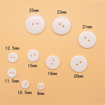 Νέα 9--25 χιλιοστά δύο τρύπες λευκά μικρά κουμπιά Κουμπί μαξιλαριού κοστουμιού Ψωμί στρογγυλά κουμπιά ραπτικής ρητίνης Diy Scrapbooking