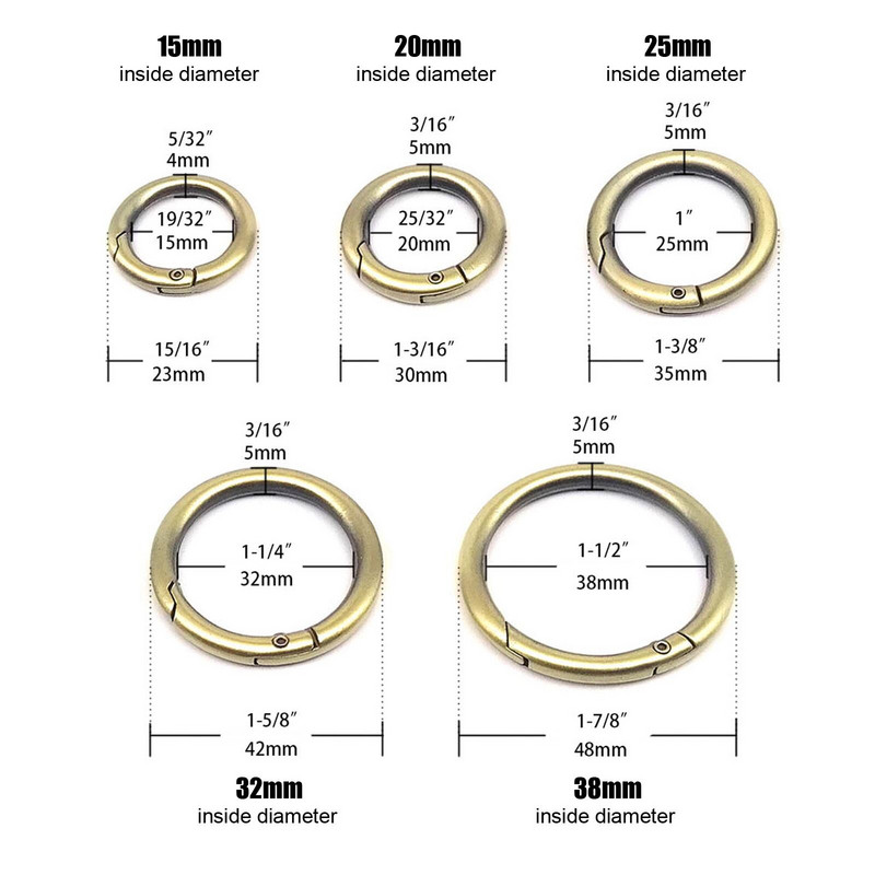 Spring Gate O Ring avatav võtmehoidja võti nahast kott käekoti rihma rihma leiud ripats pandla klambri klamber päästiku konks