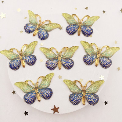 Novih 10 komada smole od smole 25*38 mm Bling Šareni leptiri Ravni dijamant s 1 rupom Ukrasi DIY Wedding Appliques Craft W75