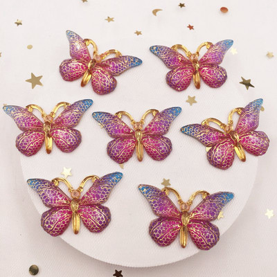 Novih 10 komada smole od smole 25*38 mm Bling Šareni leptiri Ravni dijamant s 1 rupom Ukrasi DIY Wedding Appliques Craft W75