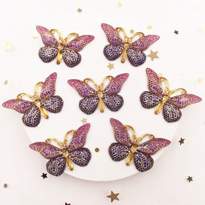 Novih 10 komada smole od smole 25*38 mm Bling Šareni leptiri Ravni dijamant s 1 rupom Ukrasi DIY Wedding Appliques Craft W75