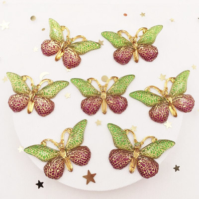 Novih 10 komada smole od smole 25*38 mm Bling Šareni leptiri Ravni dijamant s 1 rupom Ukrasi DIY Wedding Appliques Craft W75