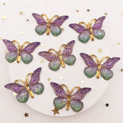 Novih 10 komada smole od smole 25*38 mm Bling Šareni leptiri Ravni dijamant s 1 rupom Ukrasi DIY Wedding Appliques Craft W75