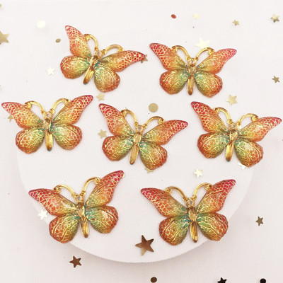 Novih 10 komada smole od smole 25*38 mm Bling Šareni leptiri Ravni dijamant s 1 rupom Ukrasi DIY Wedding Appliques Craft W75