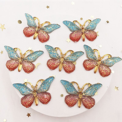 Novih 10 komada smole od smole 25*38 mm Bling Šareni leptiri Ravni dijamant s 1 rupom Ukrasi DIY Wedding Appliques Craft W75