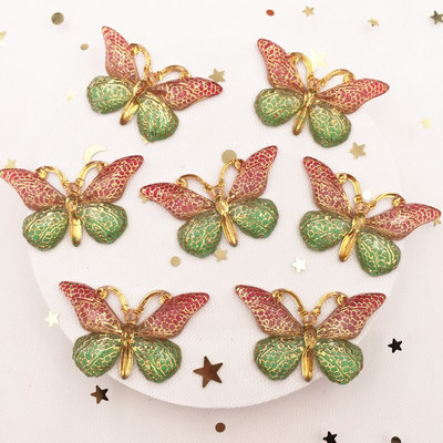 Novih 10 komada smole od smole 25*38 mm Bling Šareni leptiri Ravni dijamant s 1 rupom Ukrasi DIY Wedding Appliques Craft W75