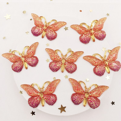 Novih 10 komada smole od smole 25*38 mm Bling Šareni leptiri Ravni dijamant s 1 rupom Ukrasi DIY Wedding Appliques Craft W75