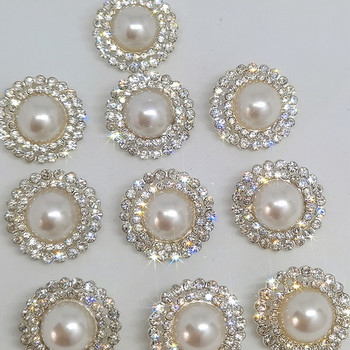 20MM луксозни перлени кристални копчета от облекло Моден декор Метален кръгъл бутон Сребърен бутон Аксесоари за шиене Облекло Направи си сам