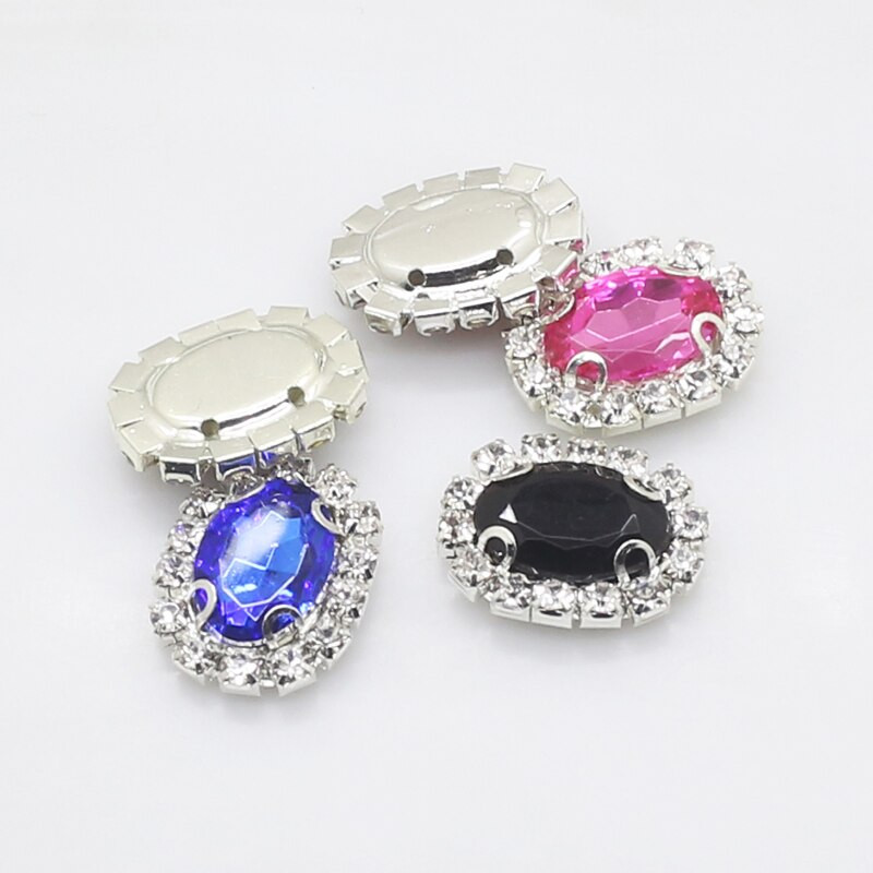 10 kom, gumbi za šivanje vještačkih dijamanata za ručni rad, 20*16 mm, prikladni za odjeću, šešire i druge ukrasne dodatke