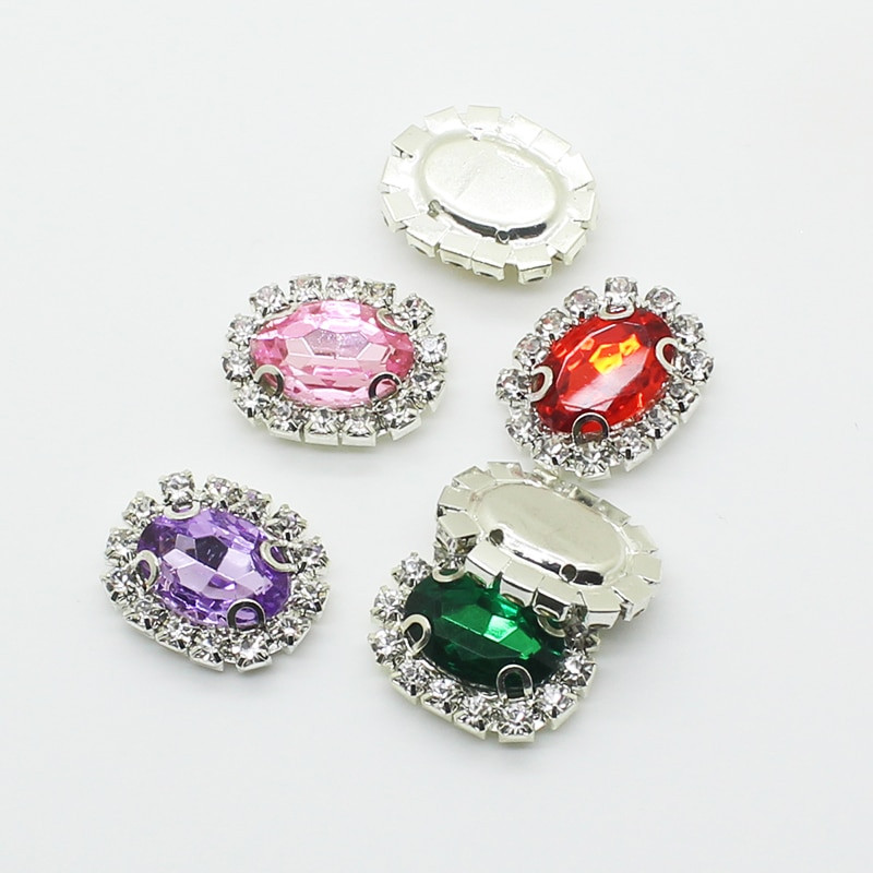 10 kom, gumbi za šivanje vještačkih dijamanata za ručni rad, 20*16 mm, prikladni za odjeću, šešire i druge ukrasne dodatke