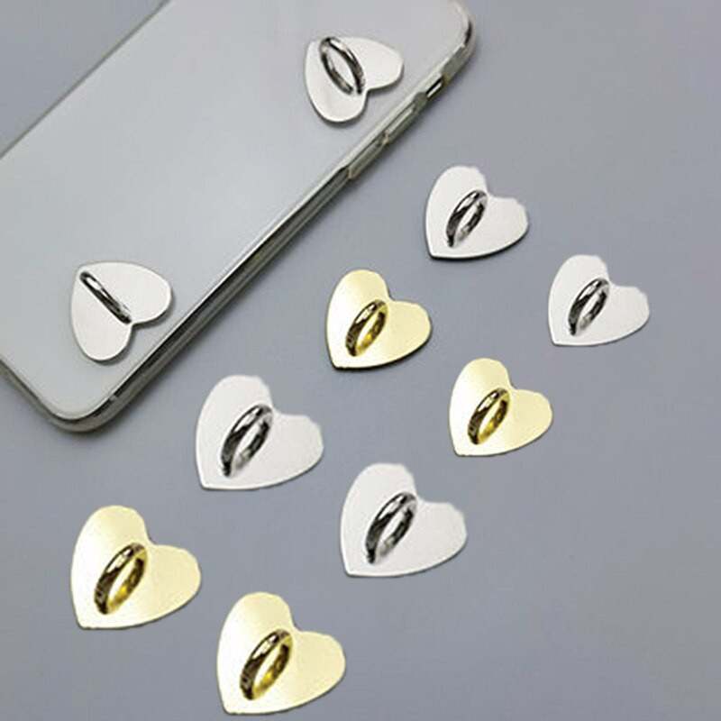 2 buc. Cârlige pentru suport pentru inele pentru inimă pentru telefon mobil, cu adeziv pe spate, metal, lucios, cu cataramă inimă de dragoste, prindere pentru suport