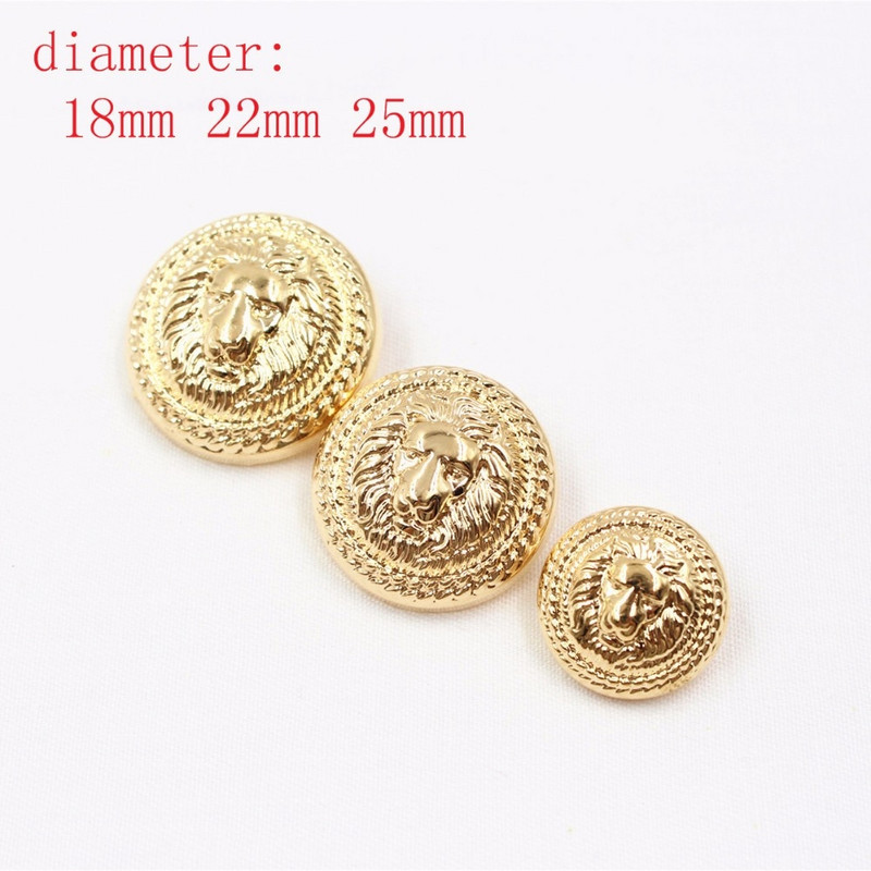 Δωρεάν αποστολή 10 τεμ./Παρτίδα Διάμετρος 15/18/22/25 χιλιοστά, Χρυσό και ασημί χρώμα, Κουμπιά στυλ λιονταριού μεταλλικά, αξεσουάρ ενδυμάτων DIY υλικά, LL-033