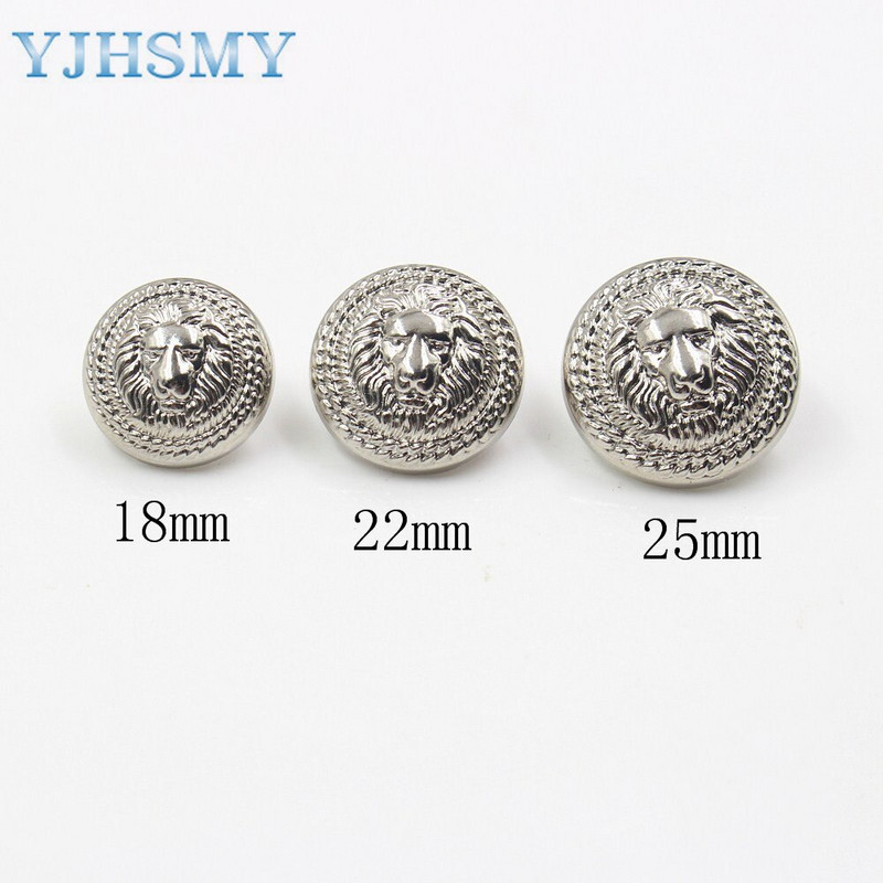 Δωρεάν αποστολή 10 τεμ./Παρτίδα Διάμετρος 15/18/22/25 χιλιοστά, Χρυσό και ασημί χρώμα, Κουμπιά στυλ λιονταριού μεταλλικά, αξεσουάρ ενδυμάτων DIY υλικά, LL-033