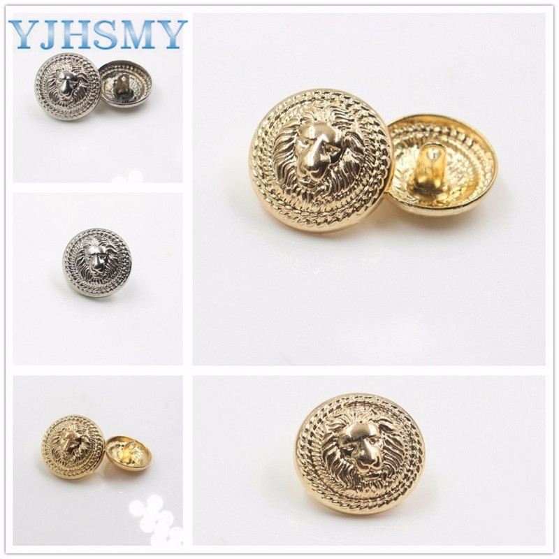 Δωρεάν αποστολή 10 τεμ./Παρτίδα Διάμετρος 15/18/22/25 χιλιοστά, Χρυσό και ασημί χρώμα, Κουμπιά στυλ λιονταριού μεταλλικά, αξεσουάρ ενδυμάτων DIY υλικά, LL-033