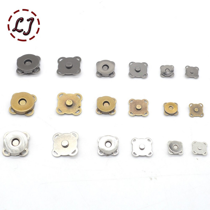 Înaltă calitate, 10 seturi/lot, argintiu negru, cusut pe buton magnetic magnetic metalic, pentru geantă de pardesiu, accesorii pentru articole de îmbrăcăminte, album de albume DIY