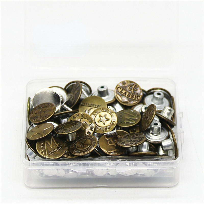 50 tk 17 mm karbiga metallist teksad nööbid teksanööbid meeste nööbid naiste õmblusteta eemaldatavad püksid muuta vöökoha suurust nööbid tarvikud