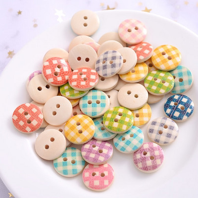 15mm 100 buc nasturi din lemn de culoare naturală, formă rotundă, buton de cusut cu 2 găuri, cu linie punctată, accesorii de îmbrăcăminte DIY pentru albume de albume