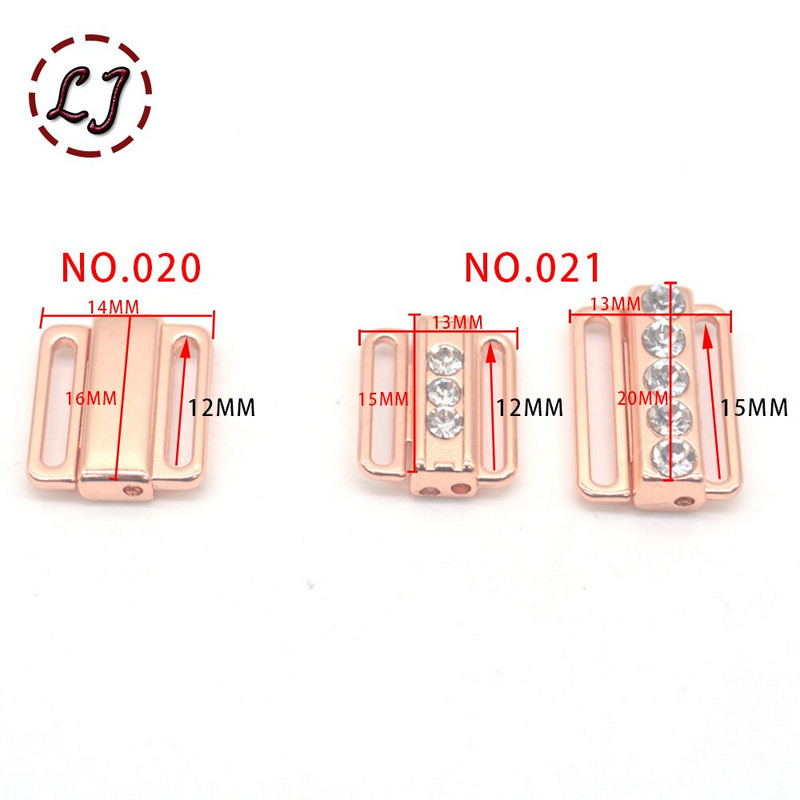 2 tk/partii hõbedane kuldne ristkülikukujuline teip Kinnituskonks ja lukk Rhinestonest rinnahoidja pandla vööpikendused, õmblemine riietele rinnahoidja klambrikonks