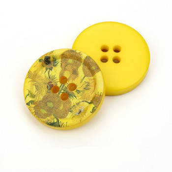 5τμχ Ρητίνη στρογγυλή 4 τρύπες Κουμπιά οριζόντια εκτύπωση 21mm-34mm Αξεσουάρ ραπτικής για ρούχα Διακοσμητικά Κουμπιά Χειροποίητα DIY