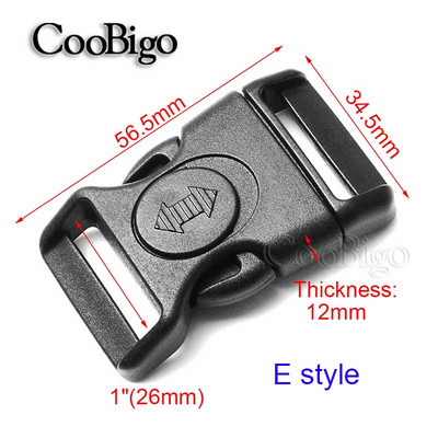 5 τμχ/συσκευασία Κλειδαριά πόρπης με κυρτή πλευρά απελευθέρωσης Πλαστικό μαύρο βραχιόλι Paracord Εξωτερική τσάντα τσάντα εξαρτήματα αξεσουάρ 15mm 20mm 25mm