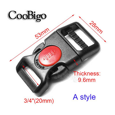 5 τμχ/συσκευασία Κλειδαριά πόρπης με κυρτή πλευρά απελευθέρωσης Πλαστικό μαύρο βραχιόλι Paracord Εξωτερική τσάντα τσάντα εξαρτήματα αξεσουάρ 15mm 20mm 25mm