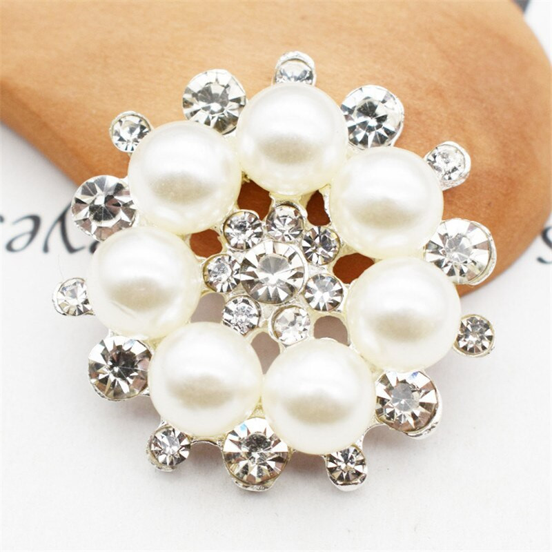 10 tk Faux Pearl lillenööbid, kaunistused käsitöövarrele, läbipaistev kivist nööbid, õmblemine käsitööhelmed rõivastele (hõbe)