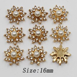 10 τμχ Μικτό μέγεθος μαργαριτάρι κουμπιά από στρας Διακοσμητικός γάμος DIY Flatback Χρυσό Ρούχα Scrapbooking Αξεσουάρ χειροτεχνίας