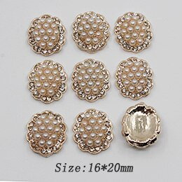 10 τμχ Μικτό μέγεθος μαργαριτάρι κουμπιά από στρας Διακοσμητικός γάμος DIY Flatback Χρυσό Ρούχα Scrapbooking Αξεσουάρ χειροτεχνίας