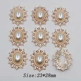 10 τμχ Μικτό μέγεθος μαργαριτάρι κουμπιά από στρας Διακοσμητικός γάμος DIY Flatback Χρυσό Ρούχα Scrapbooking Αξεσουάρ χειροτεχνίας