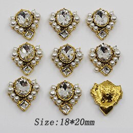 10 τμχ Μικτό μέγεθος μαργαριτάρι κουμπιά από στρας Διακοσμητικός γάμος DIY Flatback Χρυσό Ρούχα Scrapbooking Αξεσουάρ χειροτεχνίας