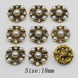 10 τμχ Μικτό μέγεθος μαργαριτάρι κουμπιά από στρας Διακοσμητικός γάμος DIY Flatback Χρυσό Ρούχα Scrapbooking Αξεσουάρ χειροτεχνίας