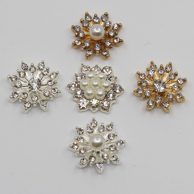 10 τμχ Μικτό μέγεθος μαργαριτάρι κουμπιά από στρας Διακοσμητικός γάμος DIY Flatback Χρυσό Ρούχα Scrapbooking Αξεσουάρ χειροτεχνίας