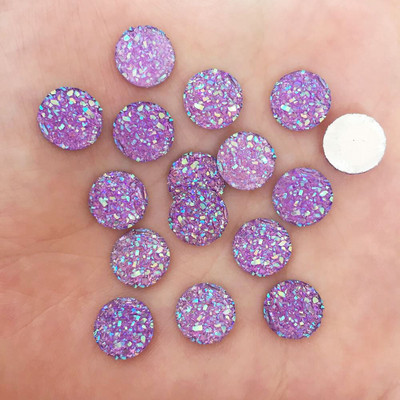 100 τμχ Ρητίνη Bling Κυρτή Ορυκτής Επιφάνειας 10mm Στρογγυλή επίπεδη πλάτη κουμπιά στρας Διακοσμητικά DIY Απλικές γάμου Craft W649