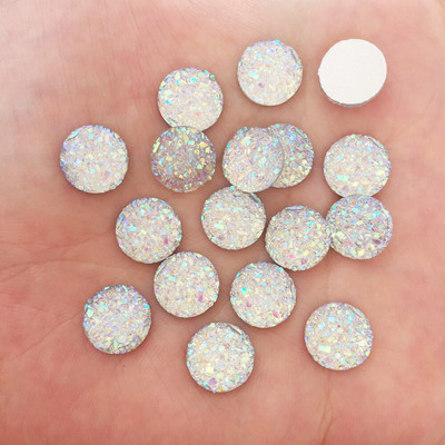 100 τμχ Ρητίνη Bling Κυρτή Ορυκτής Επιφάνειας 10mm Στρογγυλή επίπεδη πλάτη κουμπιά στρας Διακοσμητικά DIY Απλικές γάμου Craft W649