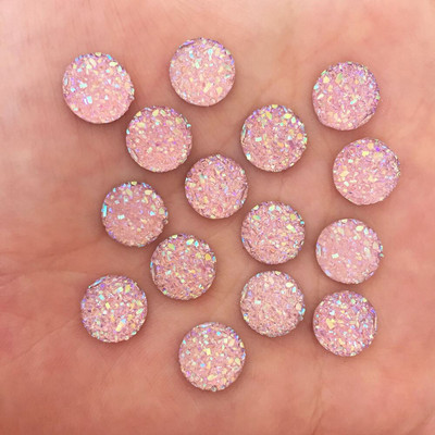 100 τμχ Ρητίνη Bling Κυρτή Ορυκτής Επιφάνειας 10mm Στρογγυλή επίπεδη πλάτη κουμπιά στρας Διακοσμητικά DIY Απλικές γάμου Craft W649