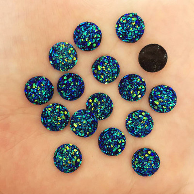 100 τμχ Ρητίνη Bling Κυρτή Ορυκτής Επιφάνειας 10mm Στρογγυλή επίπεδη πλάτη κουμπιά στρας Διακοσμητικά DIY Απλικές γάμου Craft W649