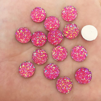 100 τμχ Ρητίνη Bling Κυρτή Ορυκτής Επιφάνειας 10mm Στρογγυλή επίπεδη πλάτη κουμπιά στρας Διακοσμητικά DIY Απλικές γάμου Craft W649
