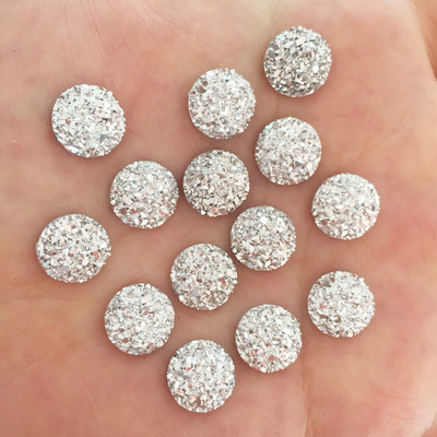 100 τμχ Ρητίνη Bling Κυρτή Ορυκτής Επιφάνειας 10mm Στρογγυλή επίπεδη πλάτη κουμπιά στρας Διακοσμητικά DIY Απλικές γάμου Craft W649