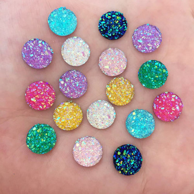 100 τμχ Ρητίνη Bling Κυρτή Ορυκτής Επιφάνειας 10mm Στρογγυλή επίπεδη πλάτη κουμπιά στρας Διακοσμητικά DIY Απλικές γάμου Craft W649