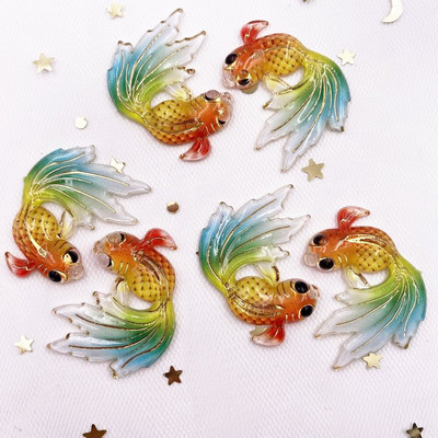 Νέα 8 τμχ Ρητίνη γυαλιστερά πολύχρωμα κουμπιά χρυσόψαρου Flatback στρας λεύκωμα 1 τρύπας απλικέ γάμου DIY Στολίδια Craft G58