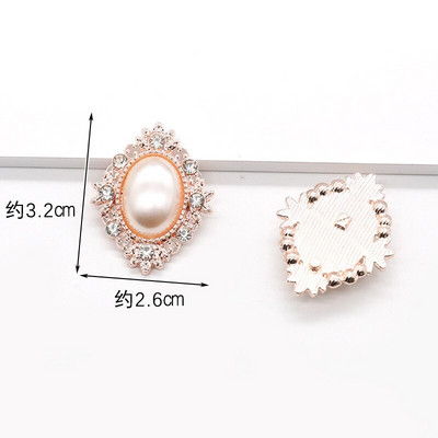 LKERAN 10pc metalni gumbi serije bisera slonovače ravnih leđa Crystal Pearl Decorative Button DIY ručno izrađeni Cvjetni centar Dodaci