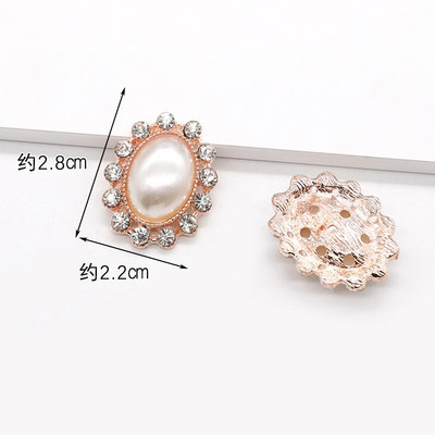 LKERAN 10pc metalni gumbi serije bisera slonovače ravnih leđa Crystal Pearl Decorative Button DIY ručno izrađeni Cvjetni centar Dodaci