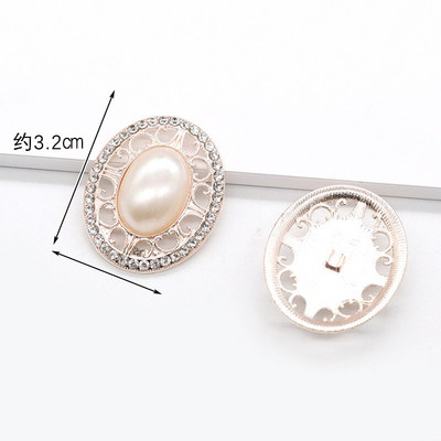 LKERAN 10pc metalni gumbi serije bisera slonovače ravnih leđa Crystal Pearl Decorative Button DIY ručno izrađeni Cvjetni centar Dodaci